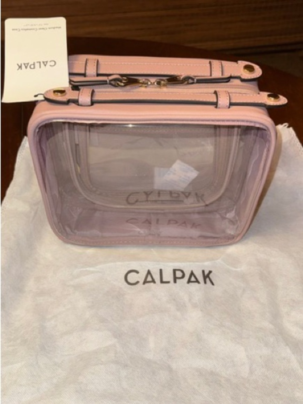 CALPAK Medium Clear Cosmetics Case in Mauve - New Never Used